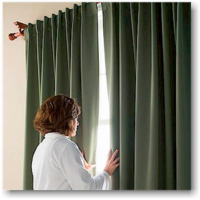 Add a blackout liner to your new window coverings. These prevent light from shining in and can be great for people who sleep during the day and new parents wanting to encourage good sleeping habits in infants and toddlers.